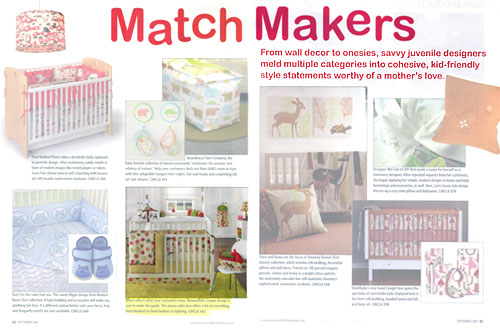 Accessory Merchandiser features Bananafish Crayon bedding and accessories
